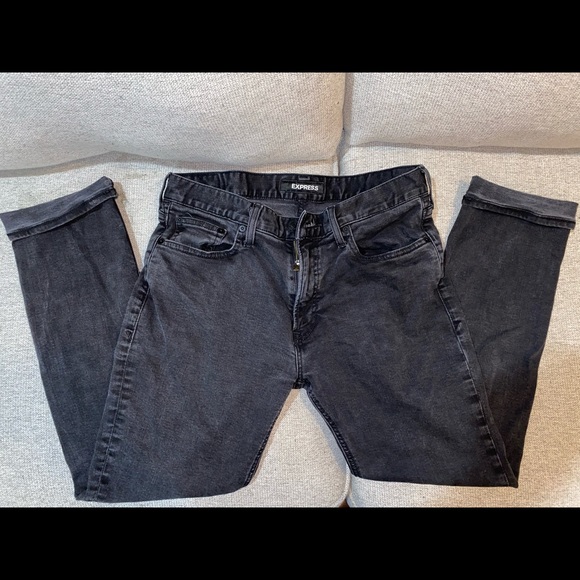 🔥 Express Black Denim Slim Jeans Men 32W x 30L - Picture 1 of 7